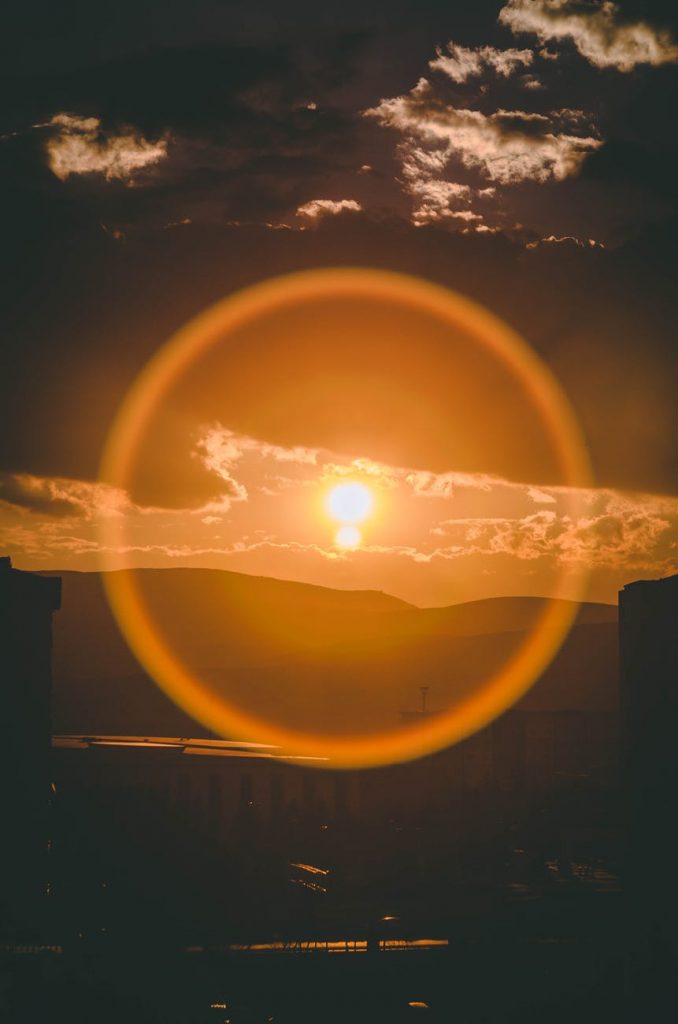 focus photography of sun